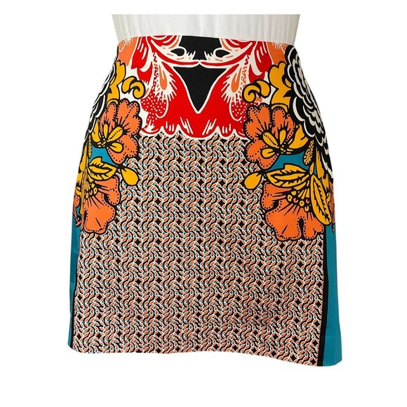 Express Dresses & Skirts - Express Bright Colorful Mixed Pattern Lined Side Zipper Mini Skirt Sz 2